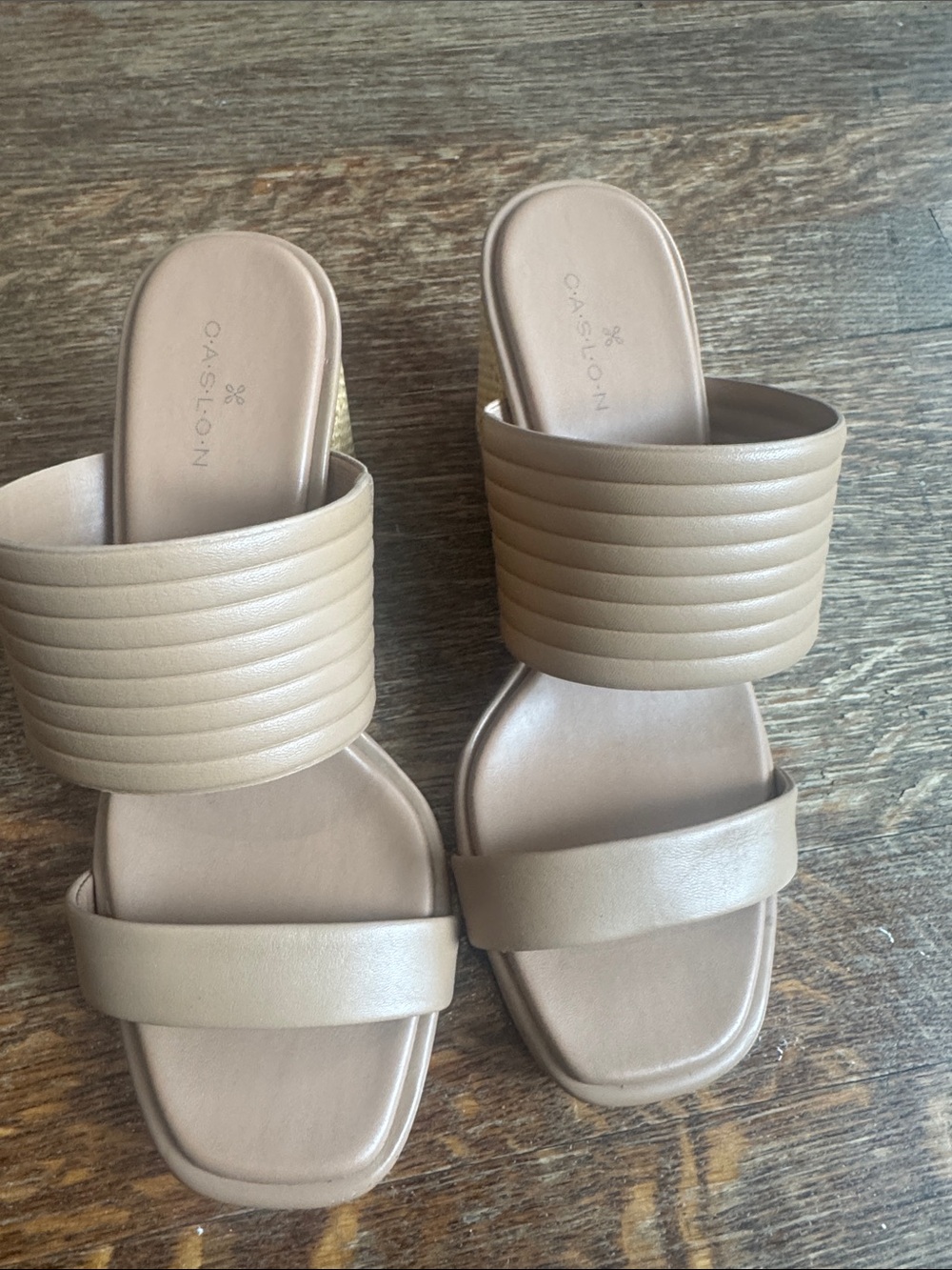 Caslon Beige Double-Strap Slide Mules . Worn once